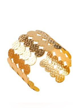 Gold Coin Chunky Cuff Bracelet
